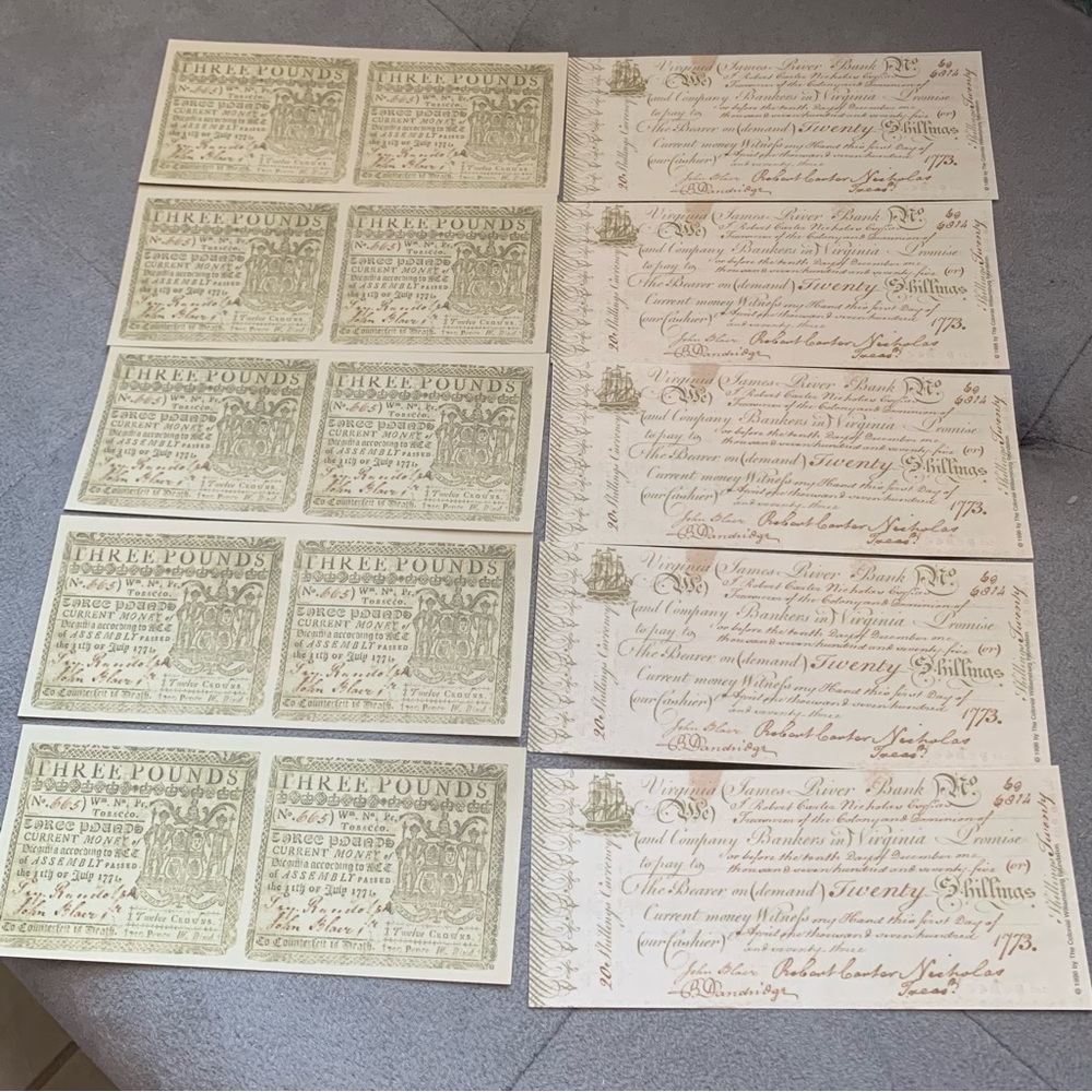 VTG Colonial
Williamsburg Bundle of 10 
One Dollar Bills 1996 in Orig Pamphlet - Picture 4 of 16